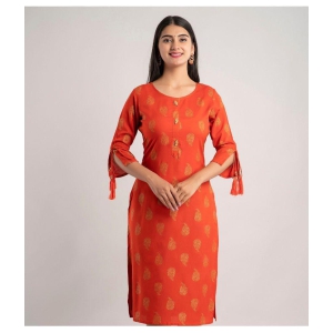 MAUKA - Orange Rayon Women's Straight Kurti ( Pack of 1 ) - None