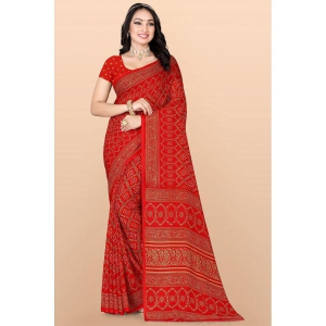 LEELAVATI - Red Georgette Saree With Blouse Piece ( Pack of 1 ) - Red