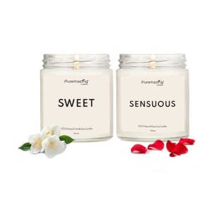 Puremazing - White Jar Candle 8 cm ( Pack of 2 )