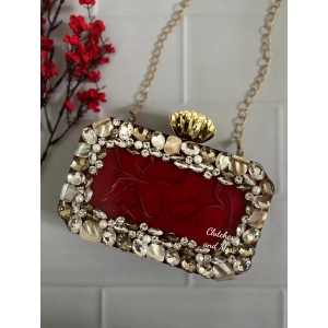 Red Resin Octagon Clutch