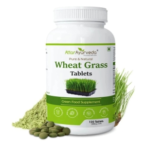 Attar Ayurveda Wheat Grass Tablets (120 Tablets, 500mg) - Natural Antioxidant Superfood, Non-GMO