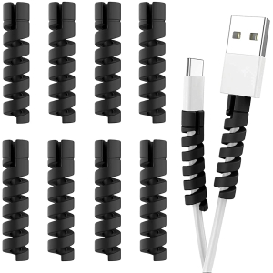 Lapster Spiral Cable Protectors (Black) - 12 Pcs