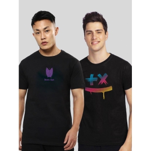 Bewakoof - Black Cotton Regular Fit Men's T-Shirt ( Pack of 2 ) - None