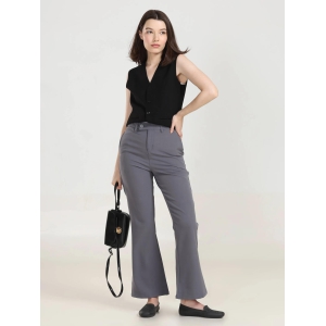 High Rise Bootcut Trousers - Dark Grey-30