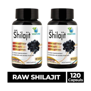 Vedapure Raw Shilajit Capsule with shilajit Extract Helps in Stamina, Power,For Men & Women 1000mg - 60 Cap (Pack of 2)