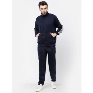 KZALCON - Navy Cotton Blend Regular Fit Mens Tracksuit ( Pack of 1 ) - L