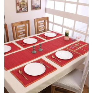 Bamboo Dining Mat Set-Red