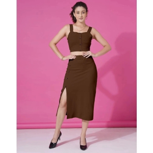 Selvia Brown Solid Skirt Top Set - None