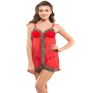 Eva Paris-2 Pes Set Fancy Baby Doll Red Night Wear-K75-3362-RED / FREE