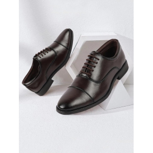 Men Brown Formal Office Work Lace-Up Derby Shoes-7