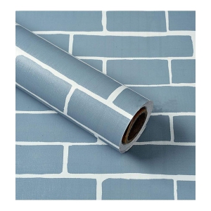 Gatih - PVC Self-Adhesive Wallpaper, Blue Bricks Wallpaper ( 45 x 500 ) cm ( Pack of 1 )