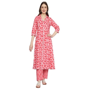 Pink Cotton Ethnic Co-ord Set with Printed Collins Pattern-4XL