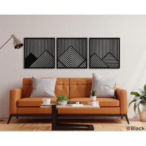 Mountain  geometric wooden wall art-60 x 60 cm (23.6 x 23.6 inches) / Black