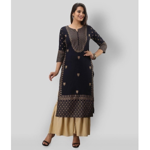 MAUKA - Navy Straight Rayon Womens Stitched Salwar Suit ( Pack of 1 ) - 5XL