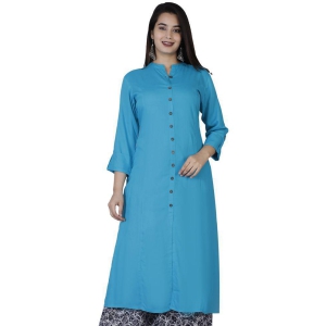 doriya-turquoise-rayon-womens-front-slit-kurti-none