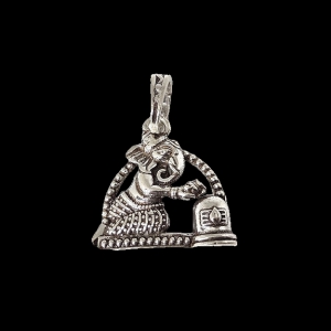 Lord Ganesh With Lord Shivling Silver Pendent For Men/Women