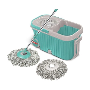 Spotzero by Milton Elite Spin Mop with Bigger Wheels and Plastic Auto Fold Handle for 360 Degree Cleaning (Aqua Green, Two Refills) - Sea Green