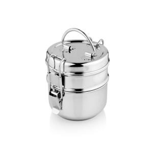 URBAN SPOON Stainless Steel Lunch Box 2 Tier, Steel Box for Lunch, Clip Lock Lunch Box - 450 Ml