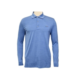 Greg Norman Long Sleeve Space Dye Polo Tshirt-OCEAN BLUE / L