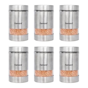 Femora Metallic Clear Glass Kitchen Storage Jars, 1000 ml, Set of 6, Free Replacement of Lids