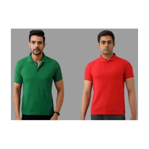 SKYRISE - Multicolor Cotton Blend Slim Fit Men's Polo T Shirt ( Pack of 2 ) - None