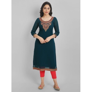 JASH CREATION - Blue Georgette Womens Straight Kurti ( Pack of 1 ) - None