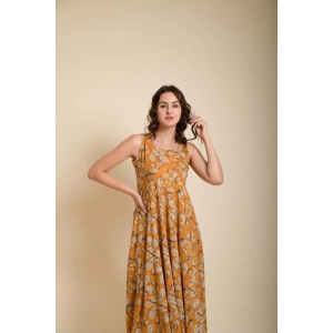 Alina mustard printed gown-XXL