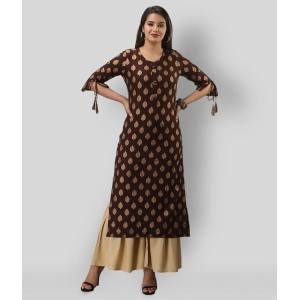 MAUKA - Brown Straight Rayon Womens Stitched Salwar Suit ( Pack of 1 ) - M