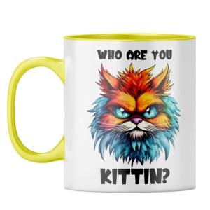 Who Are You Kittin Coffee Mug-Yellow