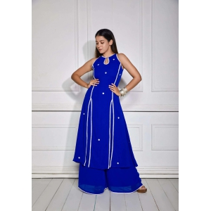 Cobalt Blue Halter Neck Kurta Set-S