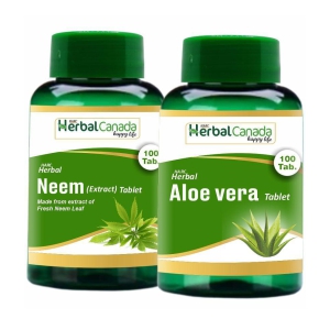 Herbal Canada Neem(100Tab) + Aloe vera (100Tab) Tablet 200 no.s Pack Of 2