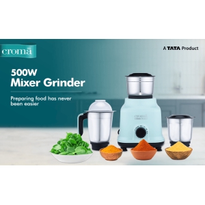 Croma 500 Watt 3 Jars Mixer Grinder (19000 RPM, Shock Proof Body)