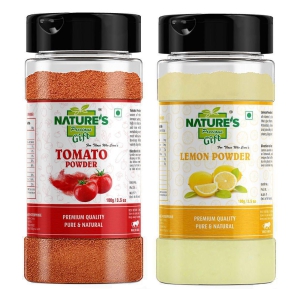 Natures Gift Tomato Powder & Lemon Powder - 100 gm Each / 3.5 Oz Spice Jar - Spray-Dried | Ready to Use Powder 200 gm Pack of 2