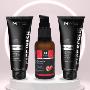 Glow Essentials: Wash, Scrub, Serum Ultimate Skin Glow (Combo)-Charcoal Facewash / Charcoal Facescrub / De-Tan