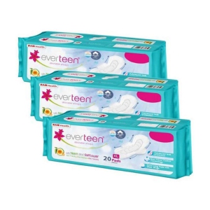 everteen XL Cottony-Dry Sanitary Pads (Neem, Safflower) 60pcs Sanitary Pad (Pack of 3)