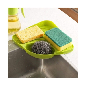 Plastic Kitchen Corner Shelf with Tray Holder Multipurpose Kitchen Sink Organizer Tool for Dish Wash - Multicolour