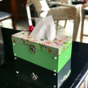 Floral Design Wooden Tissue Dispenser