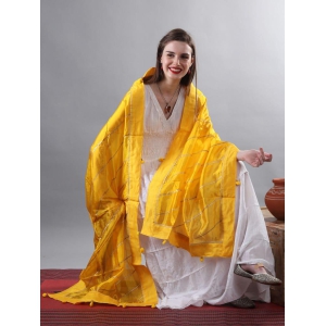 Mustard-Yellow Gota Dupatta from Amritsar with Patch Border and Pom-Poms