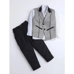 DKGF Fashion - Black Cotton Blend Boys 2 Piece Suit ( Pack of 1 ) - None