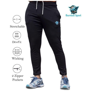 BURNOUT SPORT Black Polyester Lycra Printed Trackpants Single - L