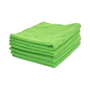 INGENS Microfiber Cleaning Cloths,40x40cms 250SM Green-Colour! Highly Absorbent, Lint and Streak Free, Multi -Purpose Wash Cloth for Kitchen, Car, Window, Stainless Steel, Silverware.(Pack o