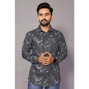 Anand Cotton Blend Regular Fit Printed Full Sleeves Mens Casual Shirt - Grey ( Pack of 1 ) - None