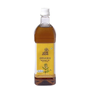 Phalada Pure & Sure Organic Sesame Oil | Cold-Pressed Sesame Oil for Cooking | Healthy, No Trans Fats Sesame Seed Oil, 1 Litre, Brown