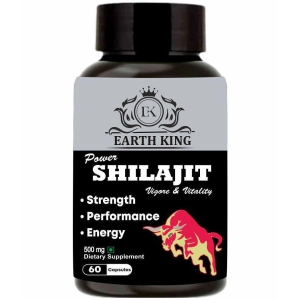 EARTH KING Power Shilajit/Shilajeet Capsule Support Strength, Stamina & Energy- 500mg 60 Capsules (Shilajit Pack of 1)