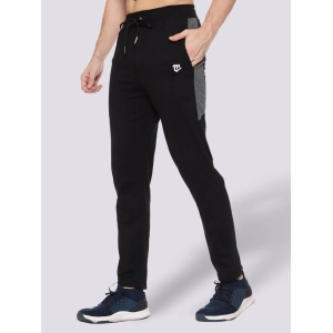 Black Color-Blocked Cotton Track Pant for Men.-Black / L