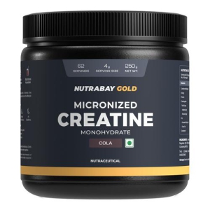 Nutrabay Gold Micronised Creatine Monohydrate Powder - 250g, Cola | NABL Lab Tested | 3g Creatine / Serving | Increases Muscle Mass, Strength & Power | Pre & Post Workout Supplement | For Men & Women