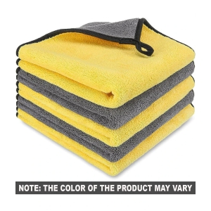 HOMETALES Yellow 600 GSM Drying Towel For Automobile ( Pack of 5 )