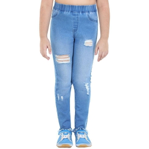 Naughty Ninos - Blue Denim Girls Leggings ( Pack of 1 ) - None