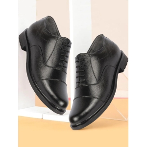 Men Black Genuine Leather Formal Office Comfort Broad Feet Oxford Lace Up Shoes-8