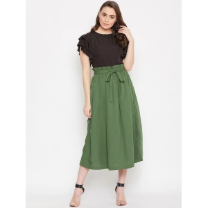 Round Neck Flutter Sleeves Top With Flared Skirt